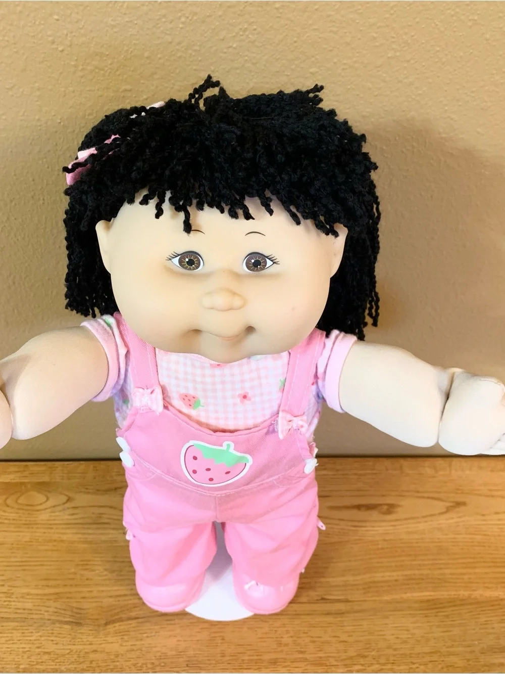Vintage Cabbage Patch Kids Play Along Doll Asian Girl In Strawberry Overalls